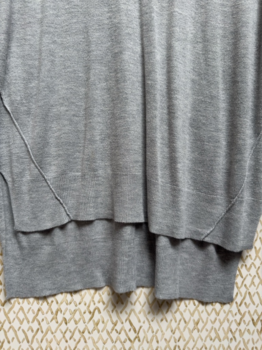 Zara Knit Sweater Heather Gray Minimalist High Low Hem Pullover Size M - Picture 10 of 12
